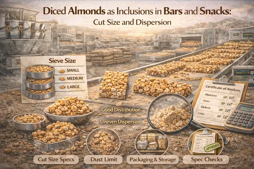 Diced Almonds as Inclusions in Bars and Snacks: Cut Size and Dispersion - Almond Industrial Applications — Atlas Global Trading Co.