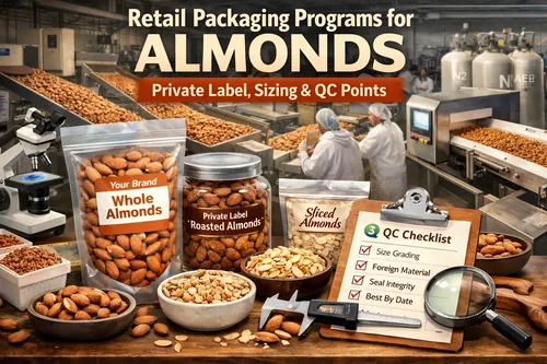 Retail Packaging Programs for Almonds: Private Label, Sizing, and QC Points - Almond Industrial Applications — Atlas Global Trading Co.